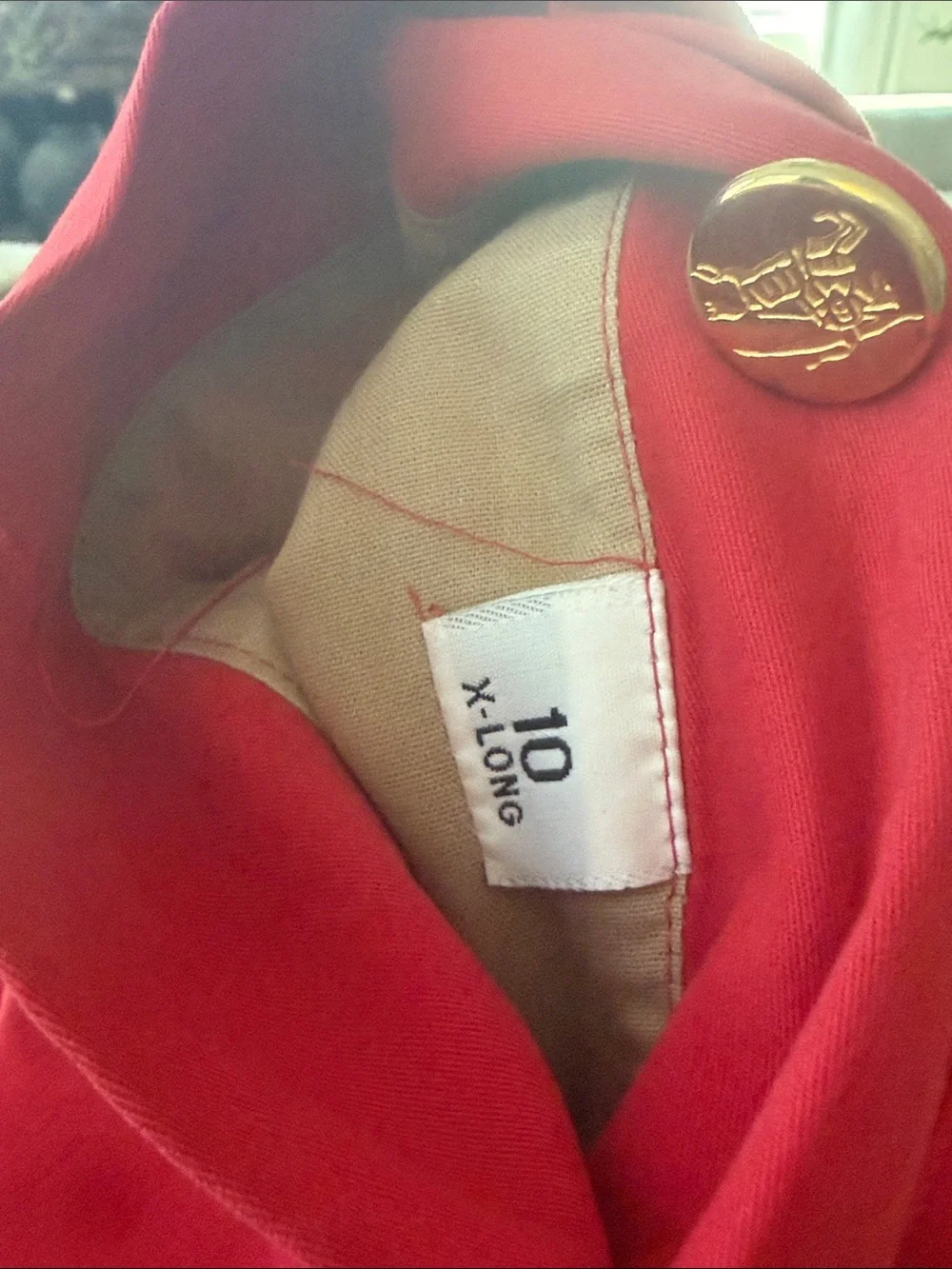 Burberry Red Double-Breasted Trench Coat with Gold Buttons - Picture 11 of 11